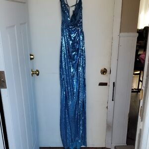 Windsor Blue Sequin Prom Dress
